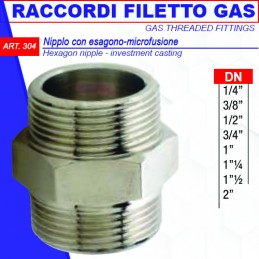 NIPPLO CON ESAGONO FIL. GAS 1"